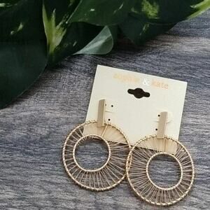 Sophia & Kate Gold Tone Wire Wrapped Circular Dangle Drop Earrings NEW